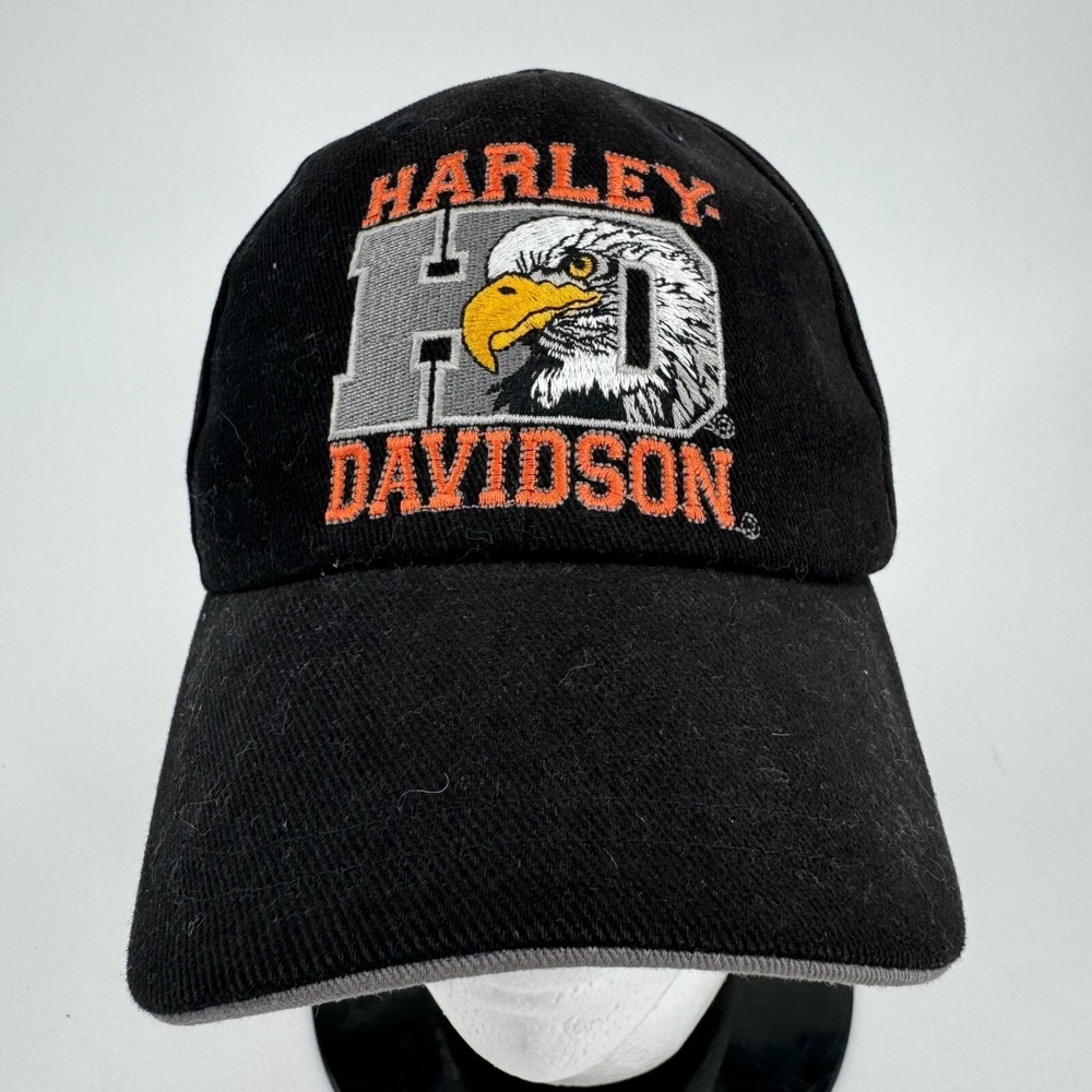 Harley Davidson Motorcycles Hat Cap Black Eagle Embroidered Adjustable Strapback